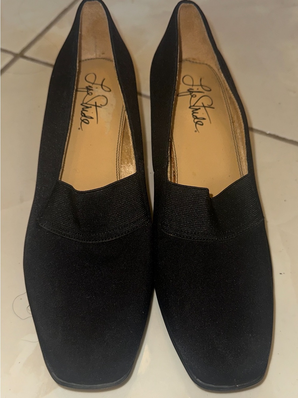 Life Stride Black Slip-On Loafers with Square Toe size 10